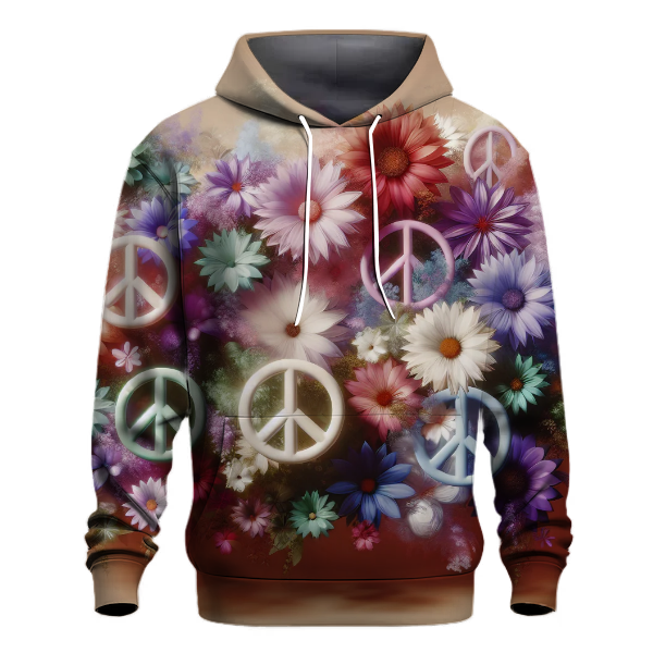 Classic Floral Peace Symbols Hoodie