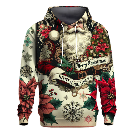 Vintage Christmas Postcard Vibes Hoodie