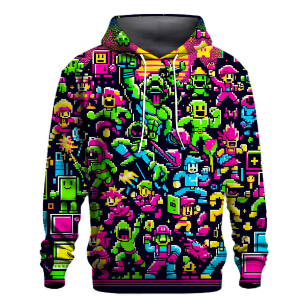 Pixelated Game Characters Hoodie Custom Hoodies