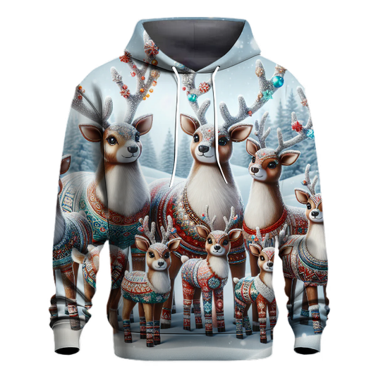 Cute Reindeer Family with Scarves Hoodie