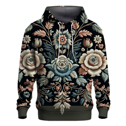 Vintage Floral Embroidery Hoodie