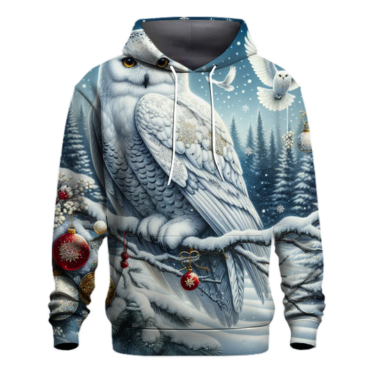 Snowy Owl with Christmas Ornaments Hoodie