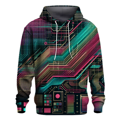 Retro Tech Grid Design Hoodie Designer Hoodies