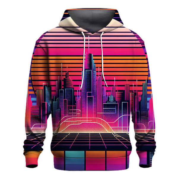 Neon Synthwave Sunset Hoodie Premium Hoodies