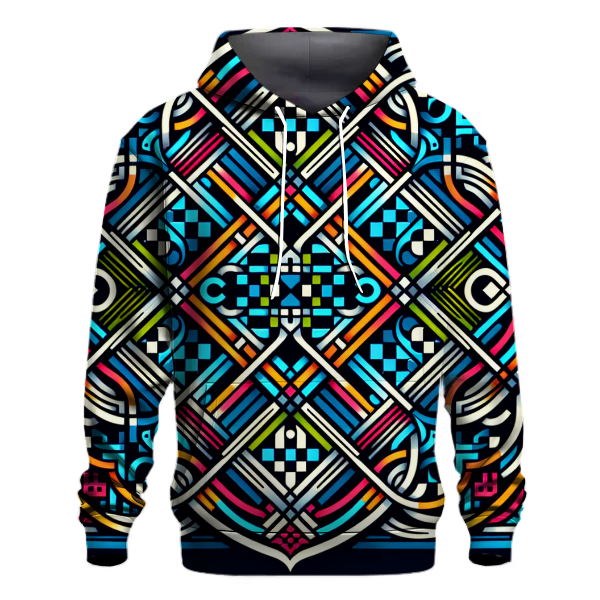 Neon Checkered Design Hoodie Hoodie Trends