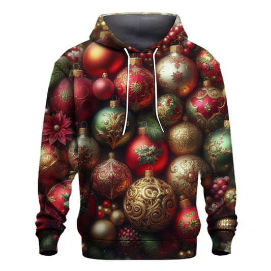 Vintage Christmas Ornaments Hoodie Embroidered Hoodies