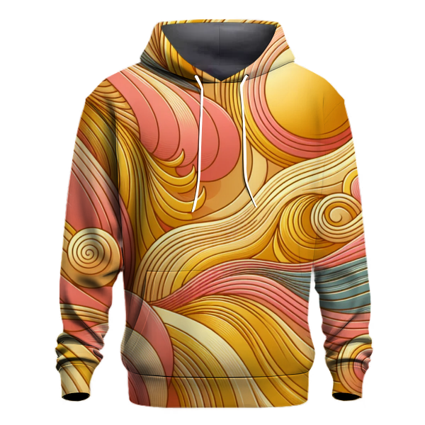 Retro Sunshine Waves Design Hoodie