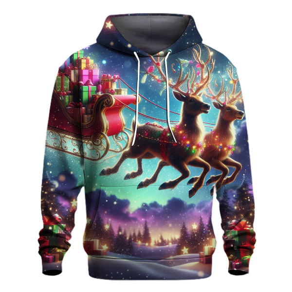 Festive Reindeer Sleigh Ride Hoodie