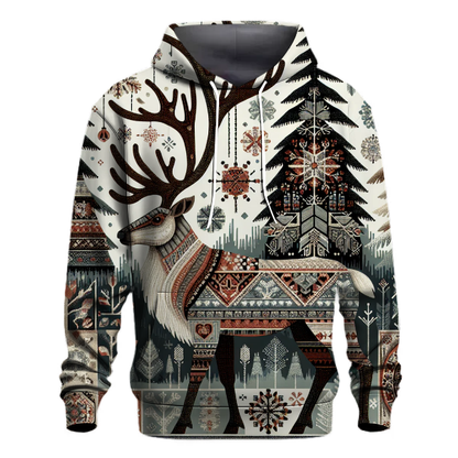 Nordic Reindeer Tapestry Hoodie