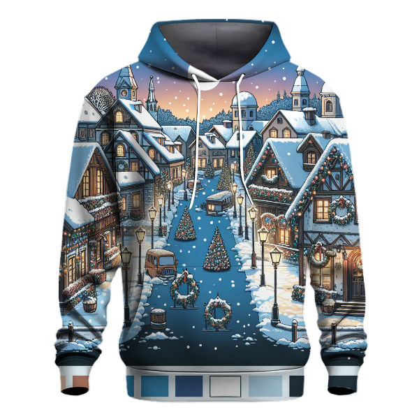 Snowy Village Evening Hoodie