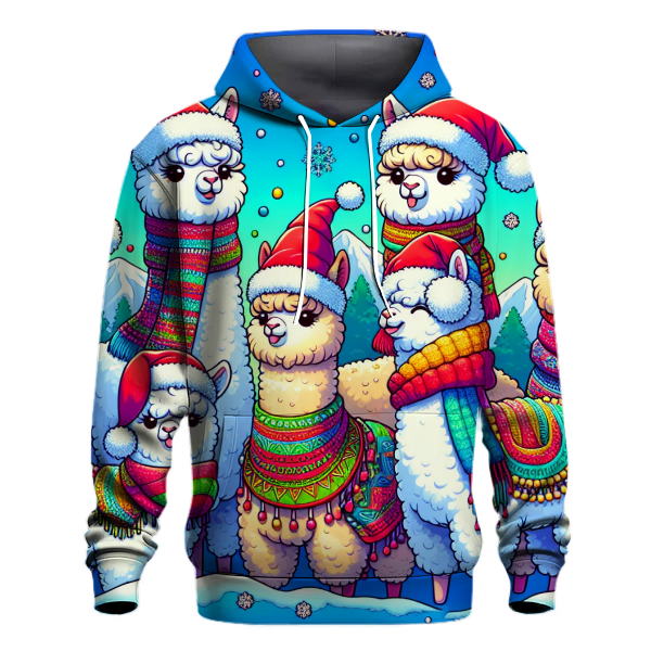 Playful Christmas Alpacas Hoodie