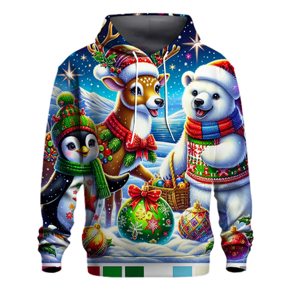 Cute Christmas Animals Gathering Hoodie