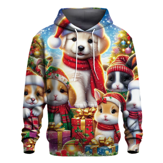 Whimsical Christmas Animals Hoodie Heavyweight Hoodies