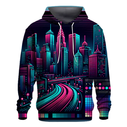 Retro Neon Nightscape Hoodie