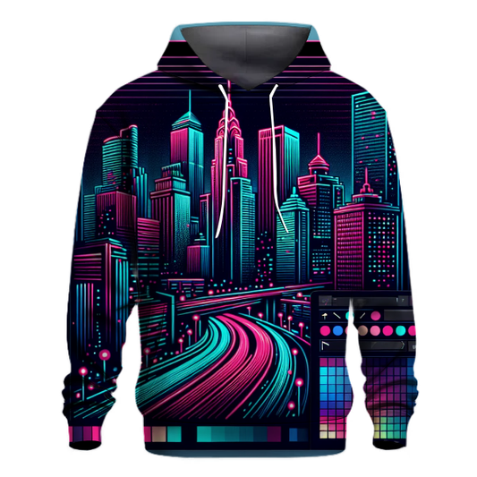 Retro Neon Nightscape Hoodie