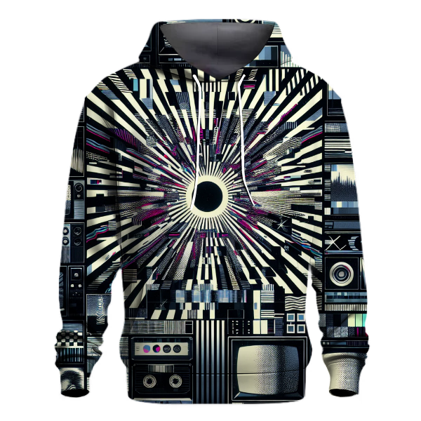 Vintage Video Glitch Hoodie Lightweight Hoodies