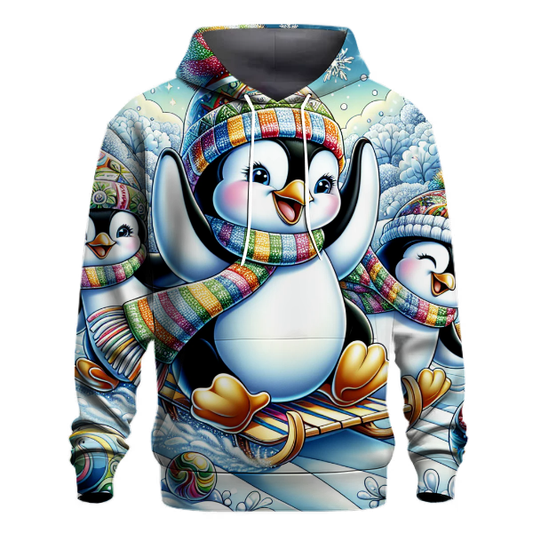 Festive Penguins with Scarves Hoodie