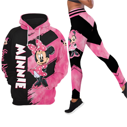 Personalize Name Minnie Pattern Hoodie And Leggings Set Hoodies And Leggings