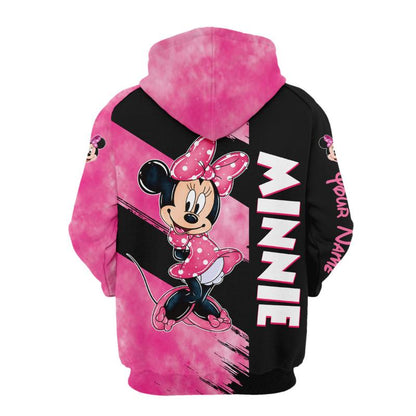 Personalize Name Minnie Pattern Hoodie And Leggings Set