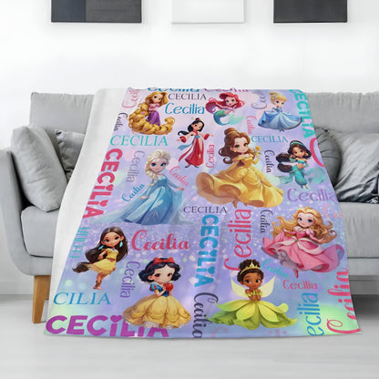 Personalized Princess Themed Fleece Blanket