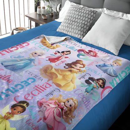 Personalized Princess Themed Fleece Blanket