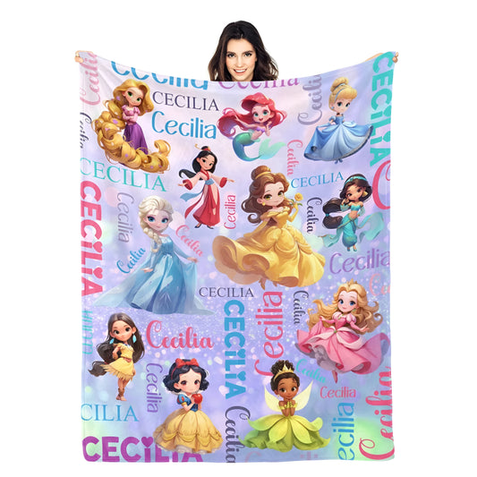 Personalized Princess Themed Fleece Blanket