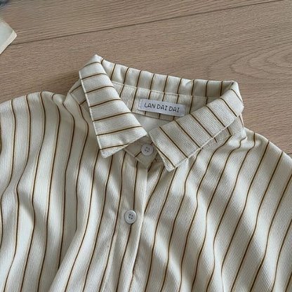 Korean Stripe Loose Thin Blouse Shirt For Women