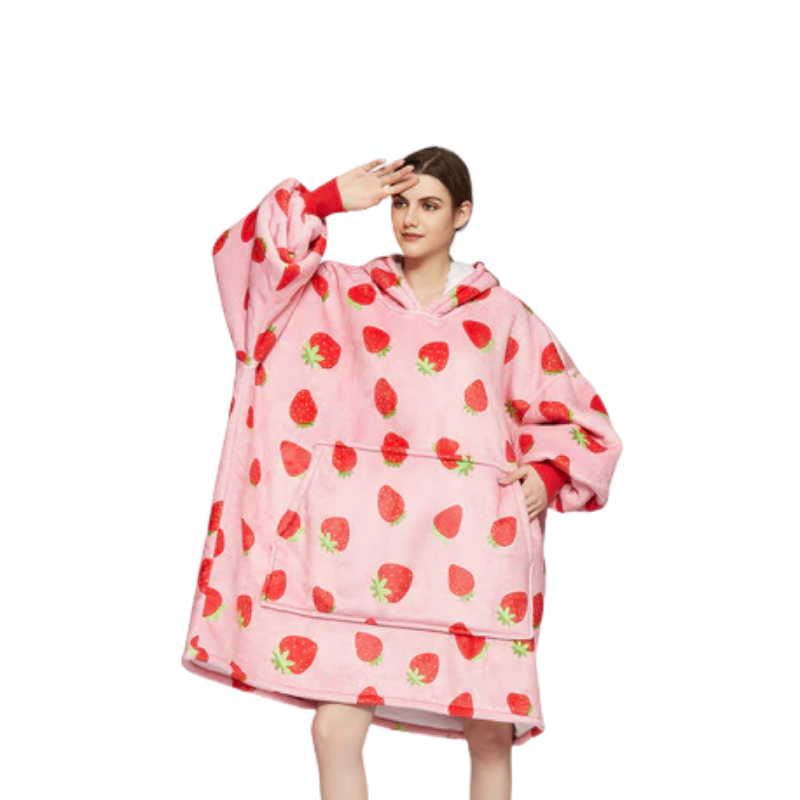 Strawberry Luminous Pattern Blanket Hoodie