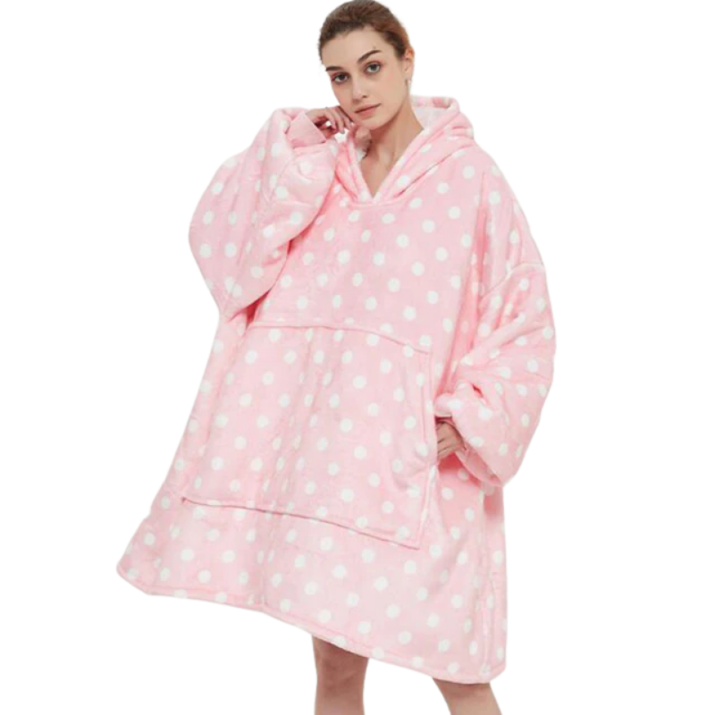 Pink Dots Luminous Pattern Blanket Hoodie