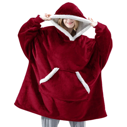 The Cool and Comfy Fleece Oversized Blanket Hoodie Red