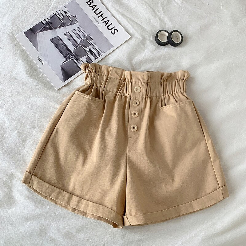 Casual Pocket Buttoned Shorts