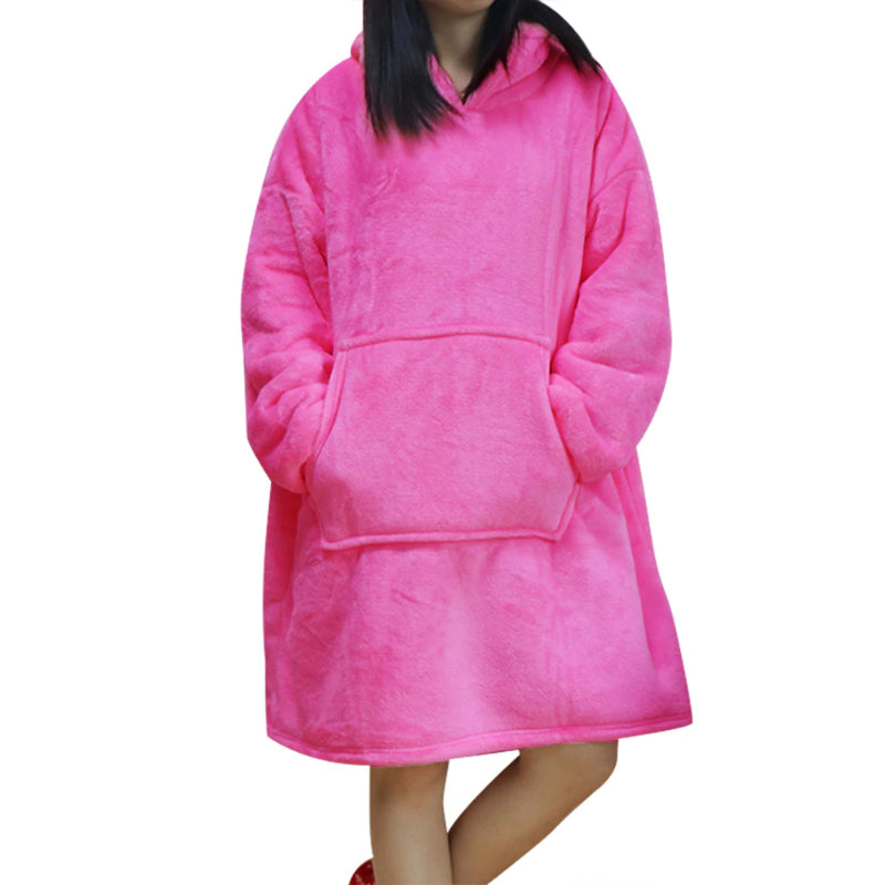 Solid Oversized Fleece Wearable Blanket Hoodie