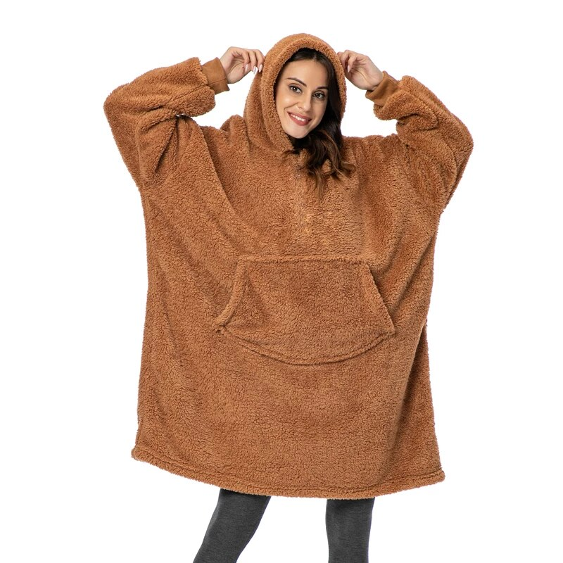Brown Casual Blanket Hoodie