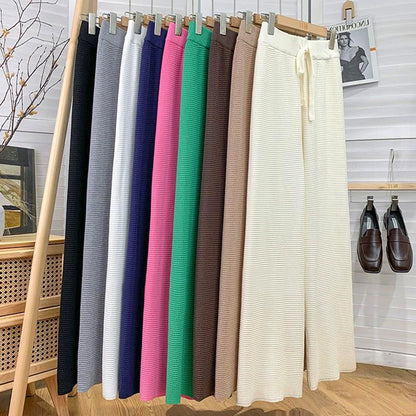 Thickened Knitted Trousers Retro Drape Wool Straight Pants