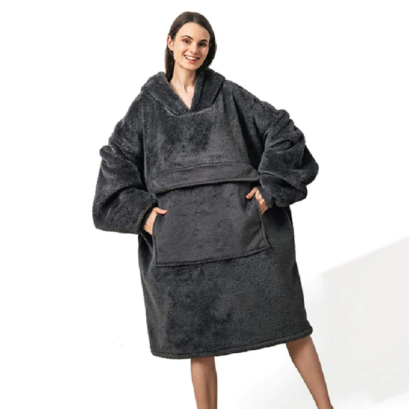 Winter Fleece Black Blanket Hoodie