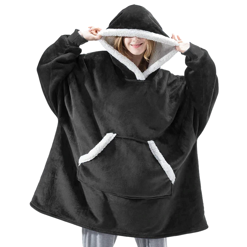Black Fleece Blanket Hoodie