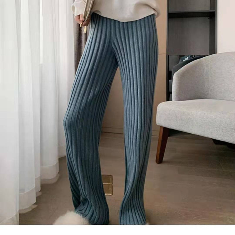 Knitted Wide-Leg High-Waist Pants