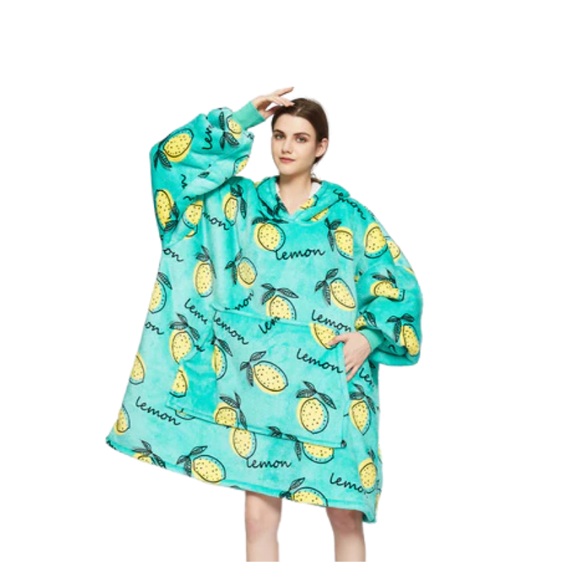Lemon Luminous Pattern Blanket Hoodie