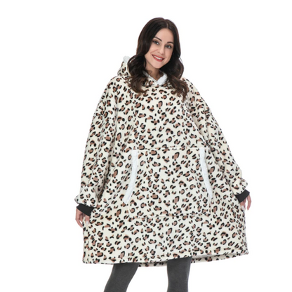 The Soft Animal Print Blanket Hoodie Leopard