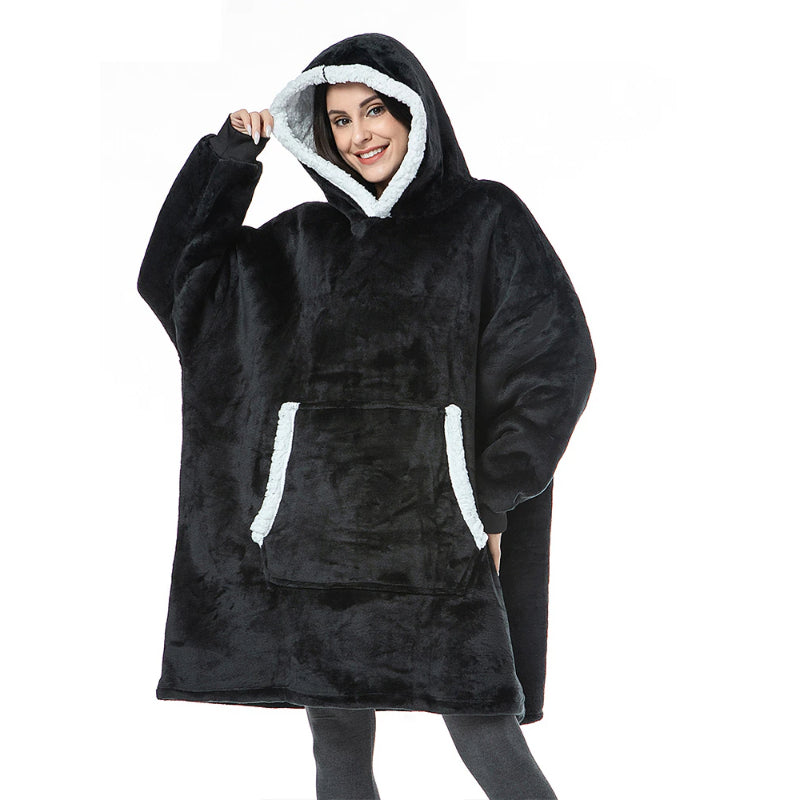 Solid Oversized Fleece Blanket Hoodie Wearable Blanket – SocoHoodie