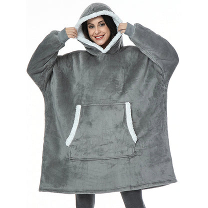 Solid Oversized Fleece Blanket Hoodie Wearable Blanket