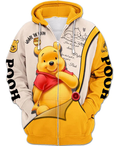 Adorable Winnie The Pooh Zip Up Hoodie