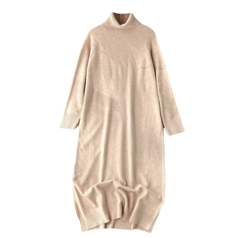 Loose Turtleneck Knitted Long Sleeve Sweater Dress