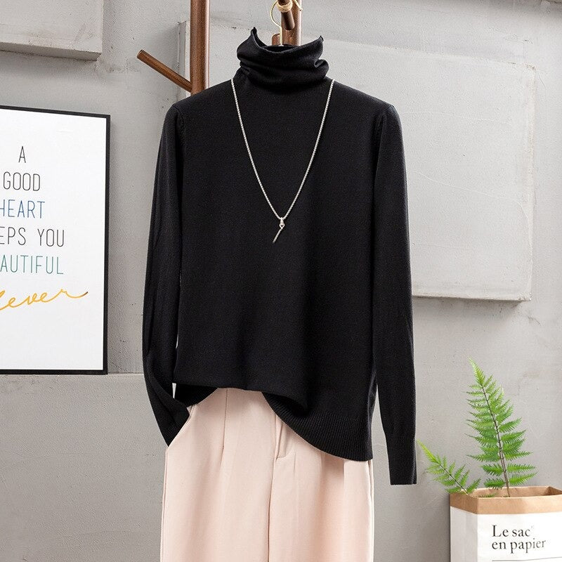 Soft Cashmere Turtleneck Slim-Fit Pullovers For Women
