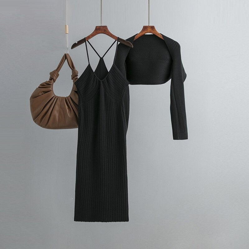 Korean Party Suits Two Pieces Sets For Women Black One Size