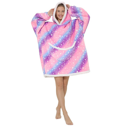 The Colorful And Charming Cartoon Oversized Blanket Hoodie Purple Star