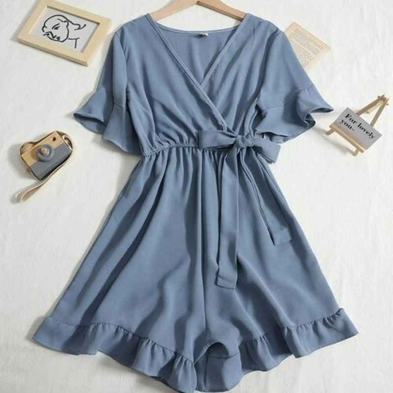 Women's Solid Color Short Playsuit for Summer