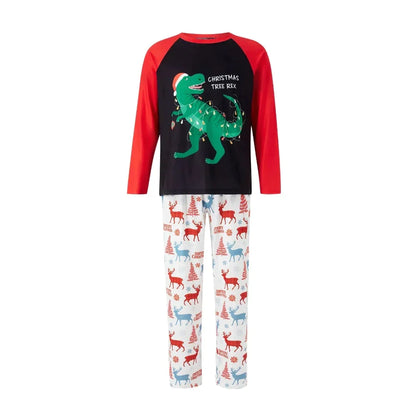 Christmas Dino Print Lights Family Pajama Set