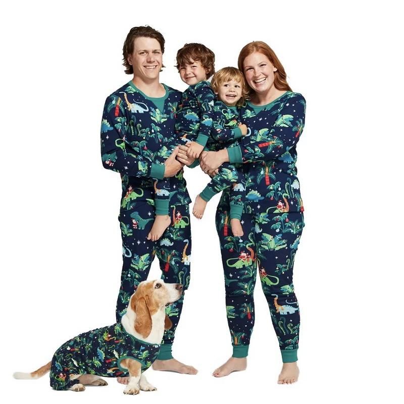 Dinosaur Christmas Family Pajamas Dogs