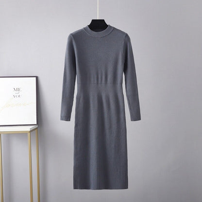 Half Turtleneck Over-The-Knee Fit Knitted Sweater Dress